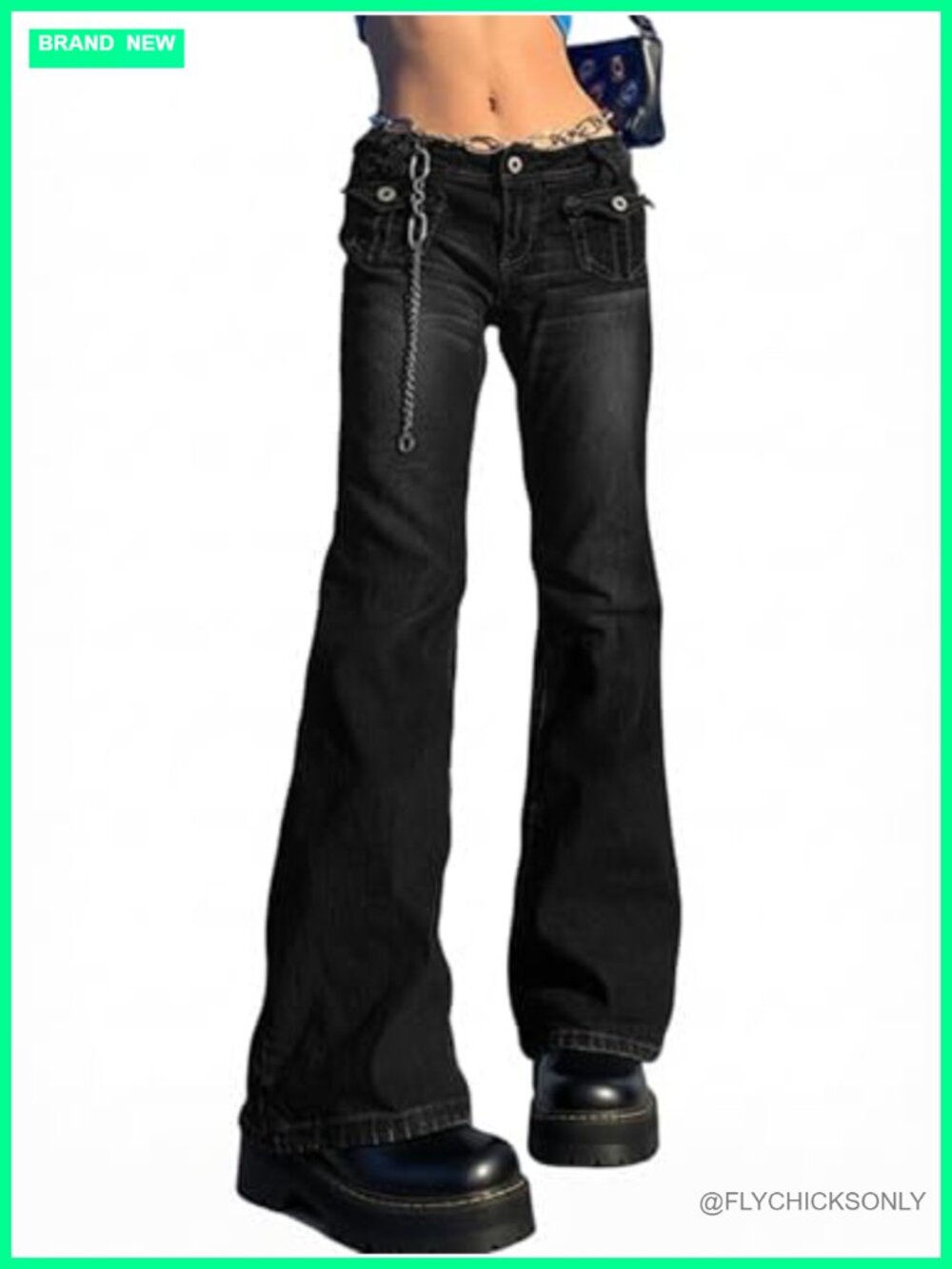 Stretchy Bootcut Flared Jeans Mid Rise Bell Bottom Denim